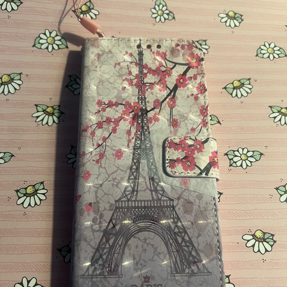 New Galaxy S9 Plus Floral Eiffel Tower Phone Leather Wallet Flip, Card Slots